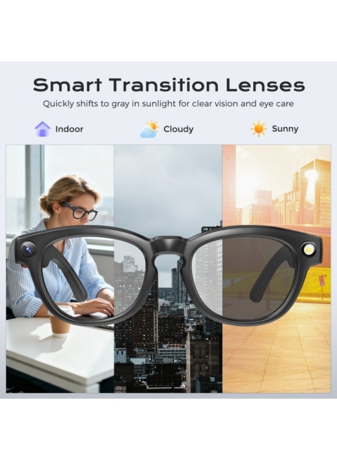 Domars Smart Glasses for Men Women Bluetooth 5.3 Glasses AI Voice Control,8-megapixel Camera,AI Photo Recognition and Translation,Automatic Color-changing Lenses Smart Sunglasses,Driving,Outdoor,Meeting,Travel Etc - Image 3